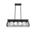 5 Lamps Farmhouse Chandelier For Dining Room, Metal Rustic Chandelier Island Lamp, Modern Rectangular Island Lamp For Kitchen, Living Room Pure Black - No Bulbs Unavailable Platforms- Temu