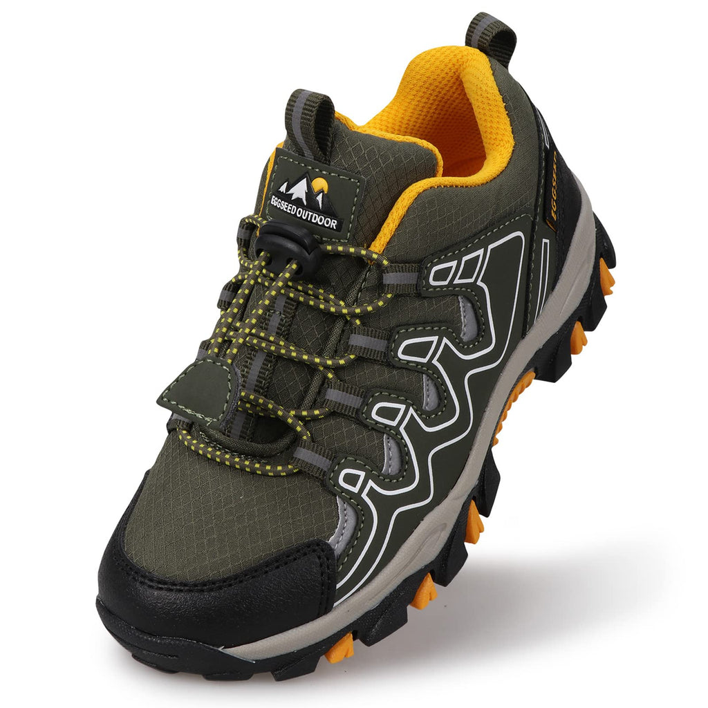 UOVO Boys Shoes Boys Sneakers Boys Tennis Running Shoes Waterproof Hiking Shoes Kids Athletic Outdoor Sneakers Slip Resistant(Little/Big Boys) Khaki/Yellow 11 Little Kid