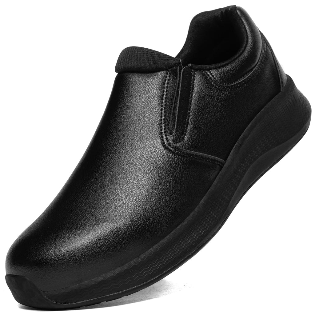 DXINZHI Mens Slip Resistant Work Shoes Food Service Shoes - Professional Oil Water Resistant Chef Shoes ，Suitable for Walking and Casual (BK-10.5) Black