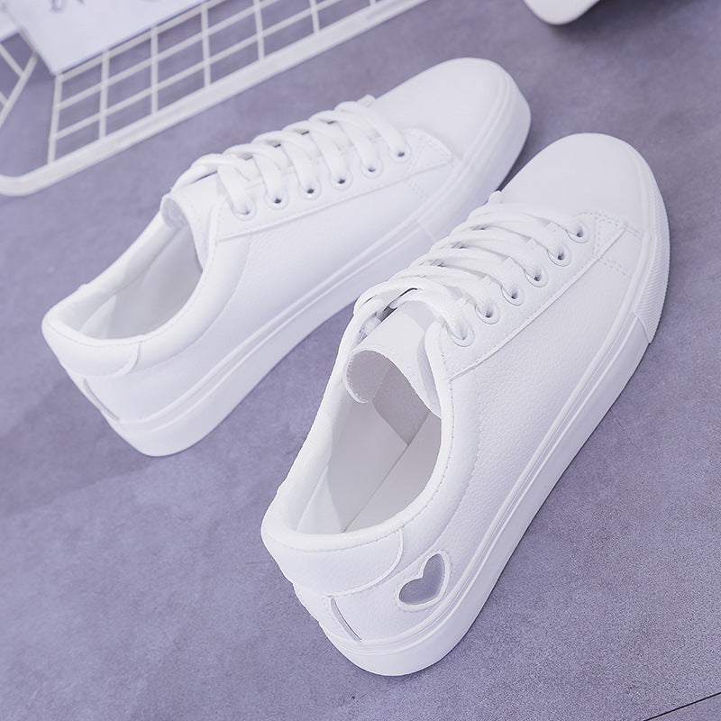 Heart Pattern Women's White Sneakers - 2018 Fashion Style