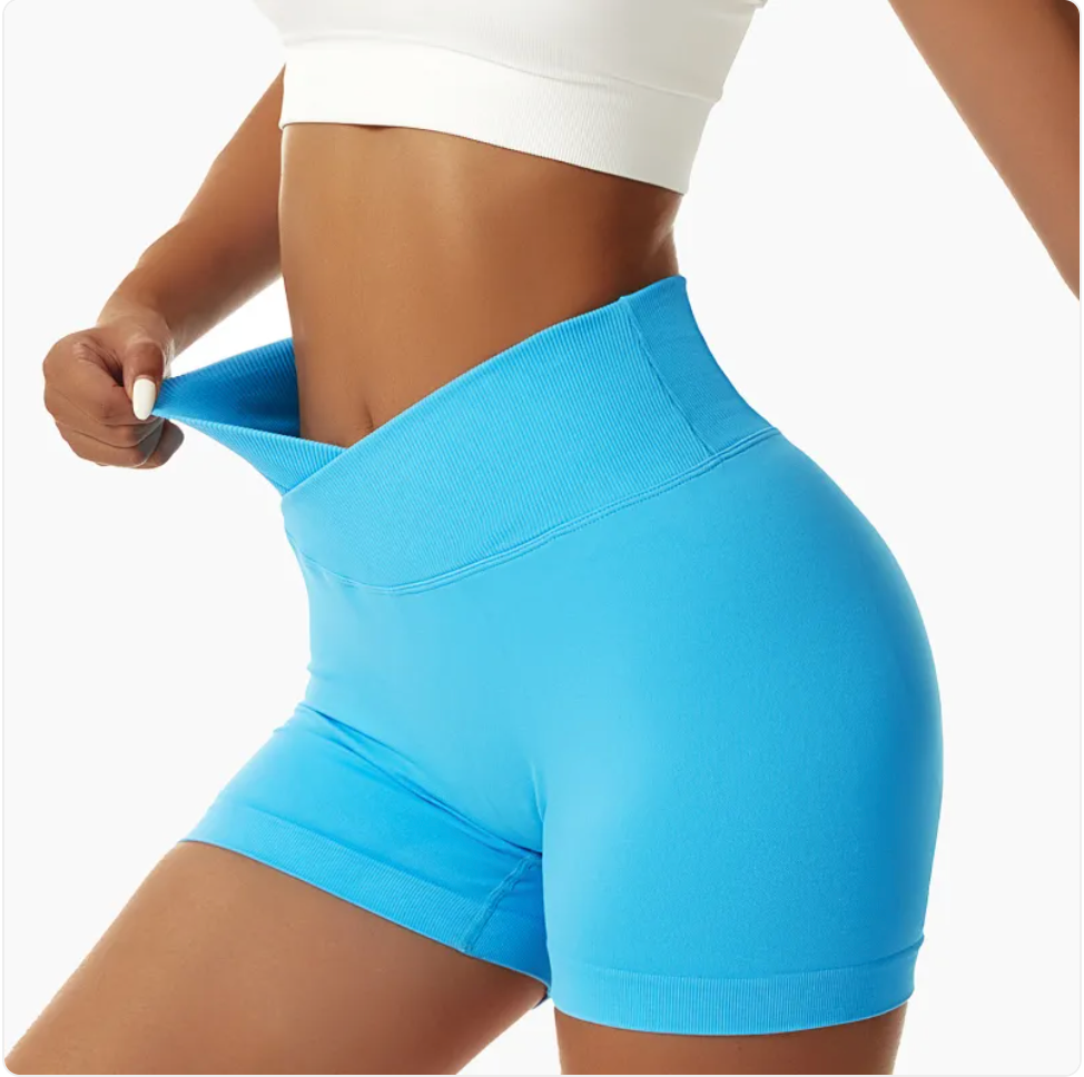High-Waist Elastic Yoga Shorts with Peach-Lift Design