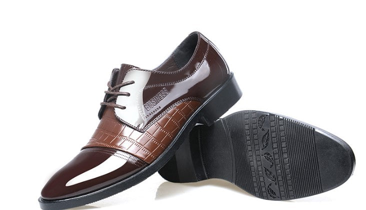 Men's Crocodile Pattern Pointed Leather Shoes