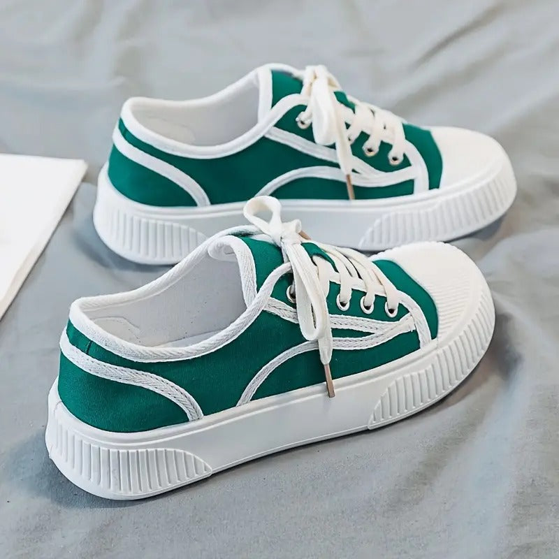 Fashionable Women's Thick-Soled Canvas Sneakers