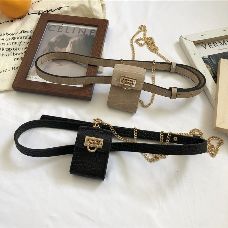 Crocodile Pattern Mini Waist Bag for Women
