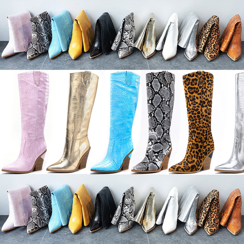 Women's Knee-High Thick Heeled Martin Boots