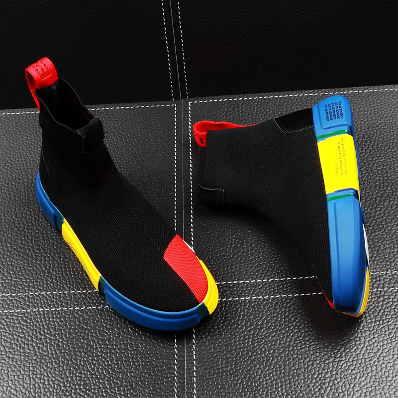 Men's High-Top Knitted Sock Sneakers - Hip Hop Style