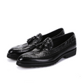 Crocodile Pattern Men's Leather Brogue Dress Shoes