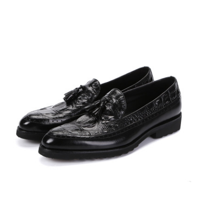 Crocodile Pattern Men's Leather Brogue Dress Shoes