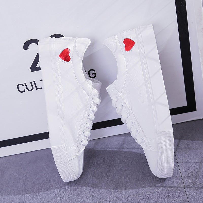 Heart Pattern Women's White Sneakers - 2018 Fashion Style