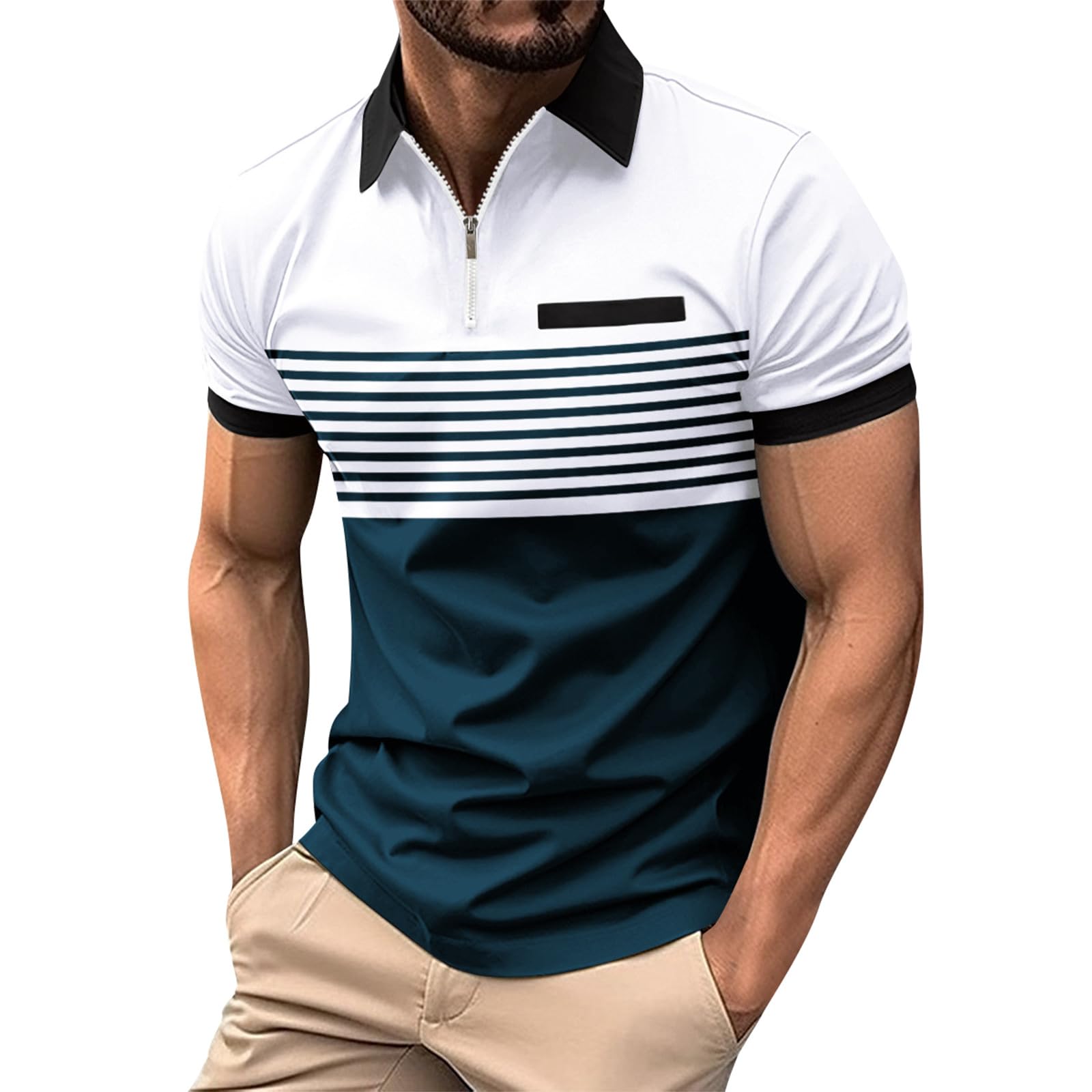 RODYETQQ Mens Polo Shirts Short Sleeve Button T-Shirts para Tall and Big Golf Shirt Fashion Comfy T-Shirt Casual Shirt for Men Polo Men Shirts Casual Short Sleeve Polo(3-WhiteXX-Large)