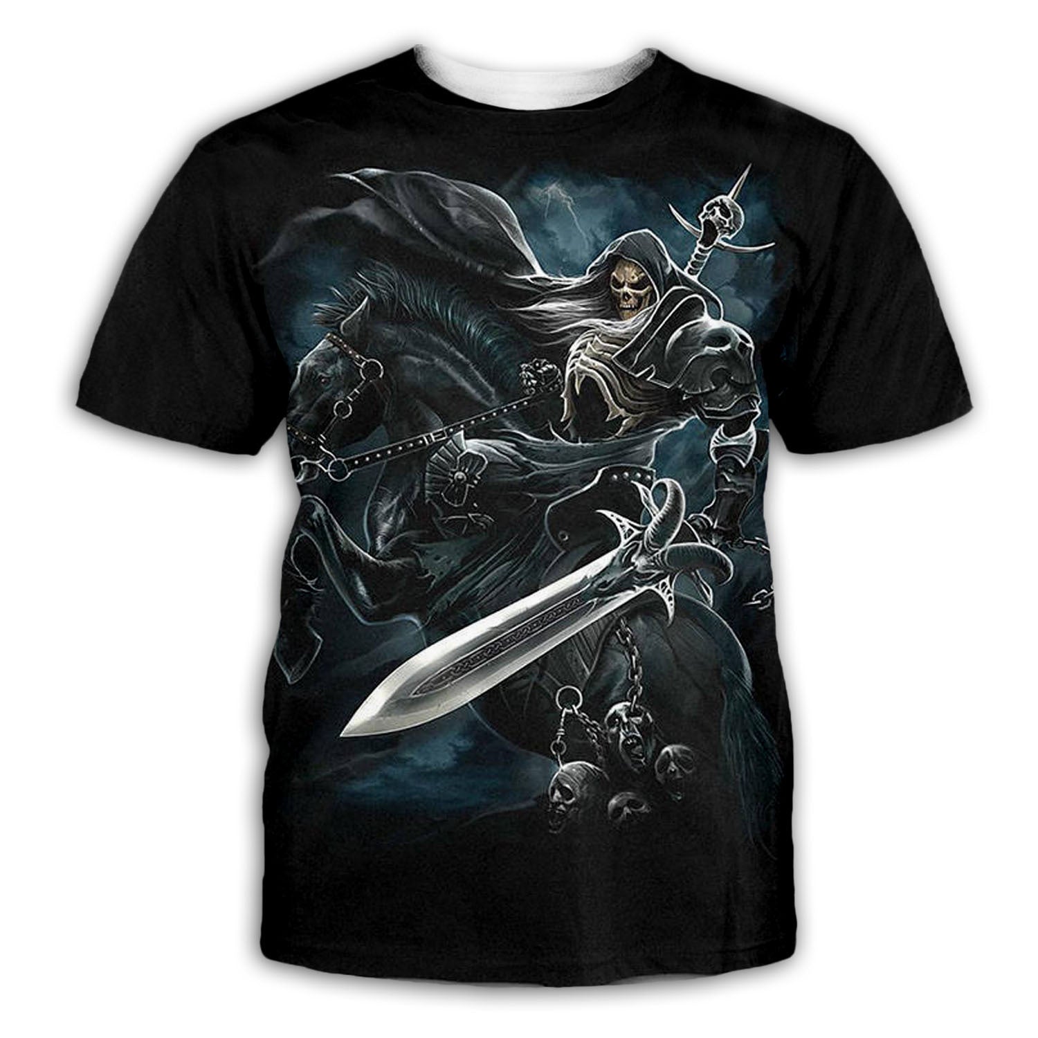 3D Digital Print Skull Casual Short Sleeve T-Shirt