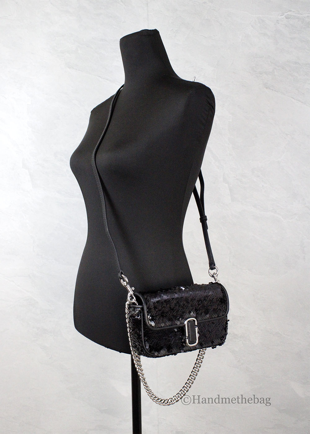 Marc Jacobs The Mini J Marc Shoulder Black Sequined Bag