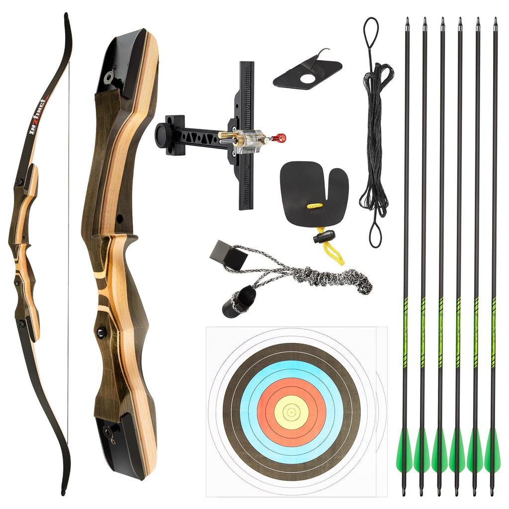 TIDEWE Recurve Bow and Arrow Set for Adult & Youth Beginner Wooden Takedown Recurve Bow 62" Right Handed with Ergonomic Design for Outdoor Training Practice (35lbs)