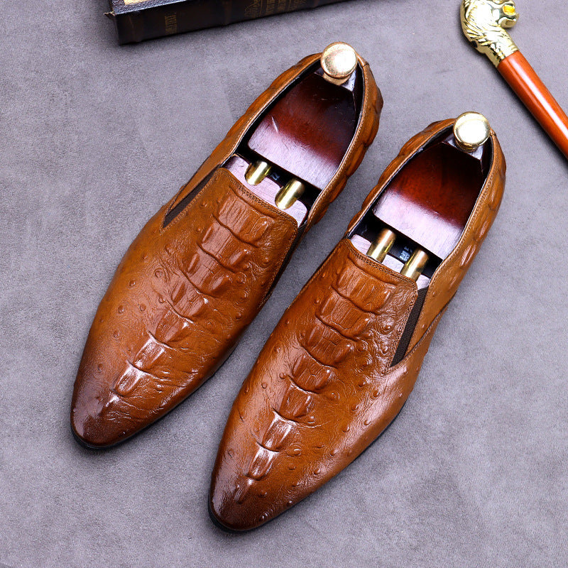Crocodile Pattern Men's Dress Shoes - Casual Business Style