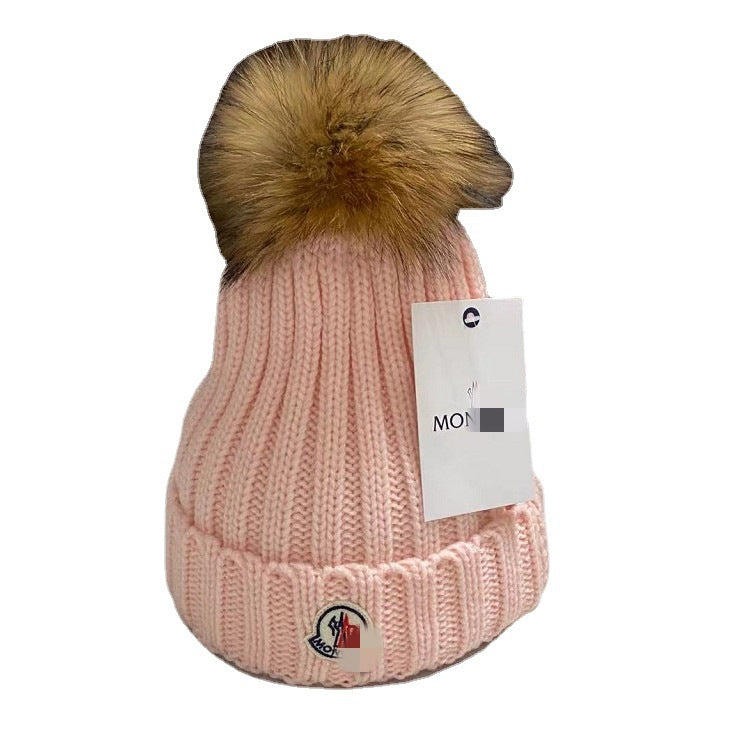 2023 New European Knit Beanie with Real Fur Pom-Pom