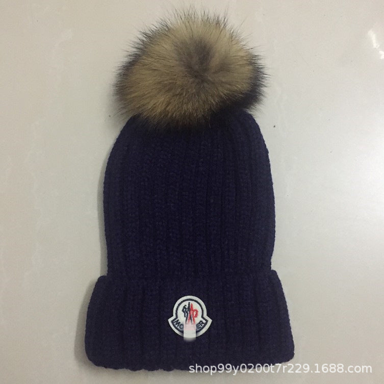 2023 New European Knit Beanie with Real Fur Pom-Pom