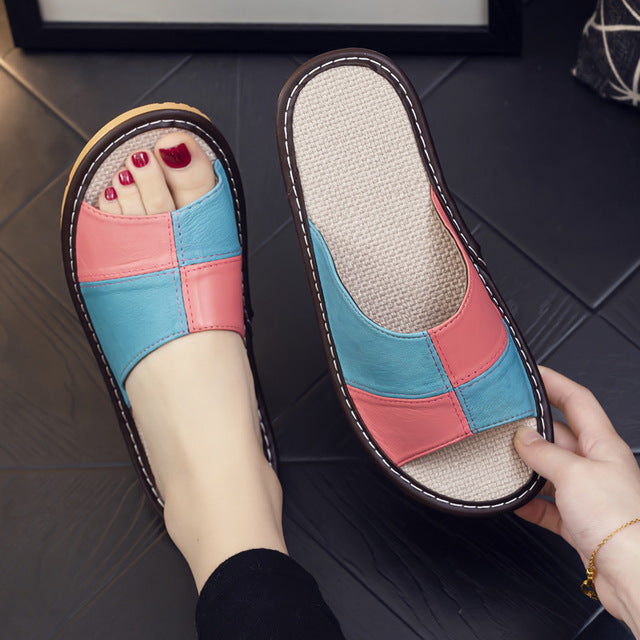 Luxury Genuine Leather Sheepskin Women's Slippers