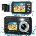 Underwater Cameras 4K Waterproof Digital Camera 48 MP Autofocus Function Selfie Dual Screens with 16X Digital Zoom Compact Portable 11FT Underwater Camera for Snorkeling 2 Battery(Black)