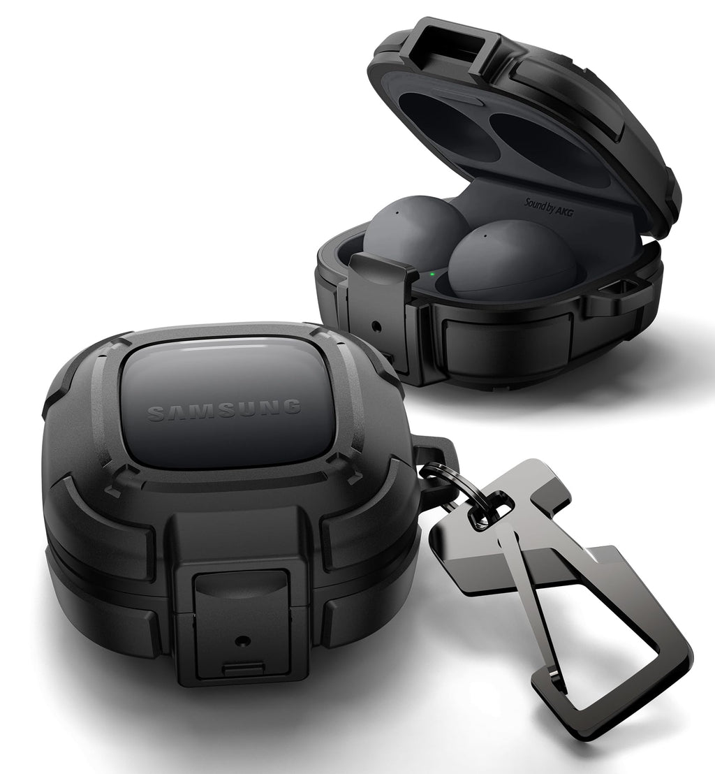 Dexnor Rugged Bumper Case for Samsung Galaxy Buds FE (2023)/Buds 2 Pro (2022)/Buds 2 (2021)/Buds Pro (2021)/Buds Live (2020) Cases with Secure Lock Shockproof Cover with Carabiner