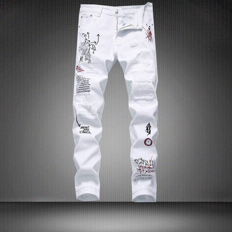 Vintage Style 3D Pattern Men's Jeans from Europe