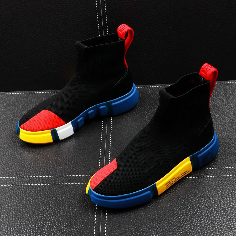 Men's High-Top Knitted Sock Sneakers - Hip Hop Style