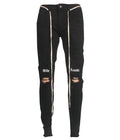 Black Distressed Embroidered Slim-Fit Jeans