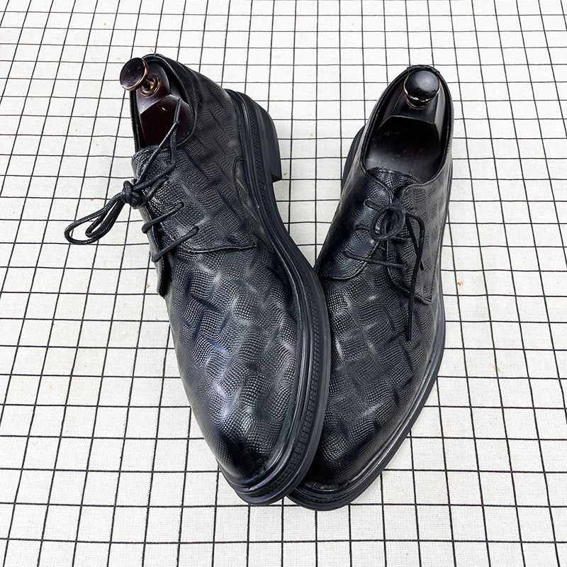 Men's Korean Style Black Leather Business Formal Shoes