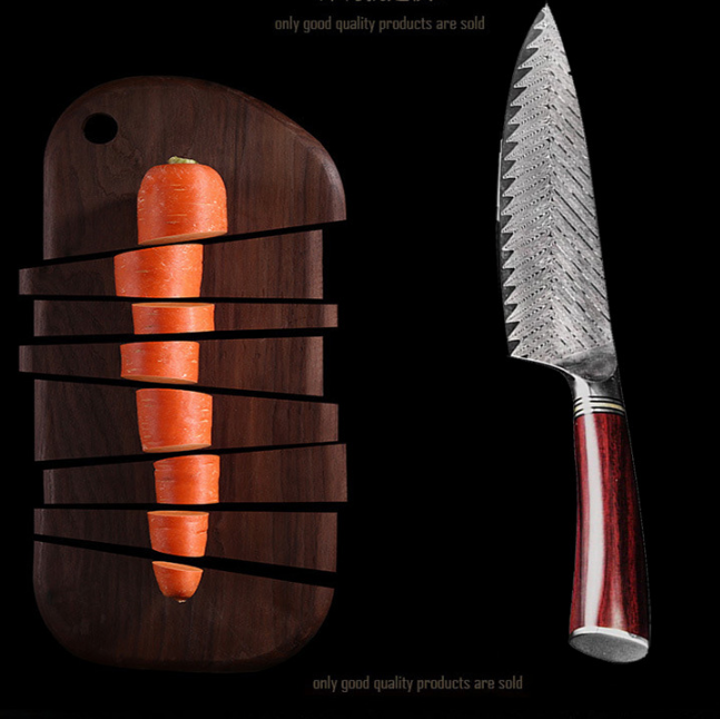 Damascus 67-Layer Steel Chef Knife with Color Wood Handle