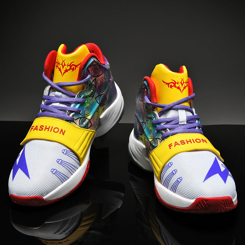 New High-Top Basketball Shoes for Students (White/Purple)