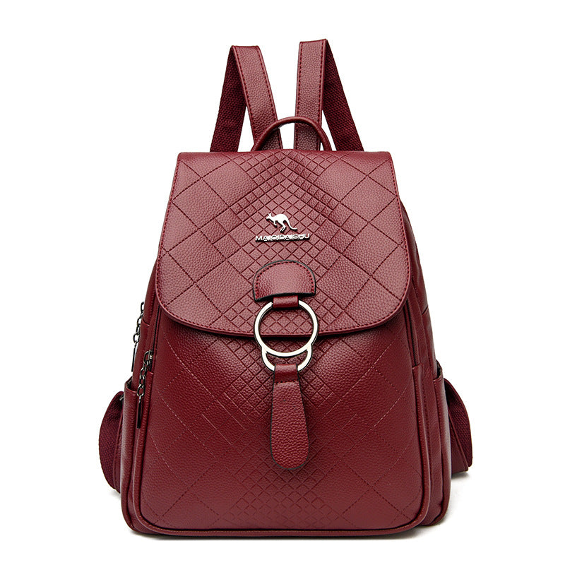High-Quality Leather Women's Fashion School Backpack