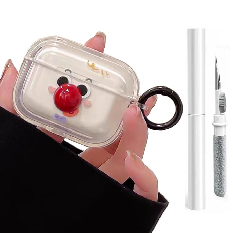 Jiarusig Compatible with Airpods Pro 2nd/1st Generation Case Cover with Cleaner Kit Cute Cartoon Airpod pro 2 Cover Shockproof Airpods pro 2 Protective Case for AirPod pro 1st/2nd(2023/2022/2019)