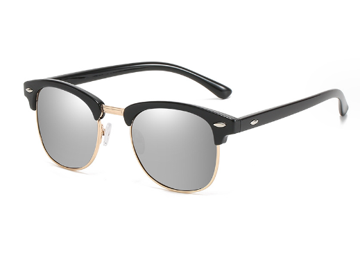 Retro Club Manager Sunglasses with Metal Half Frame
