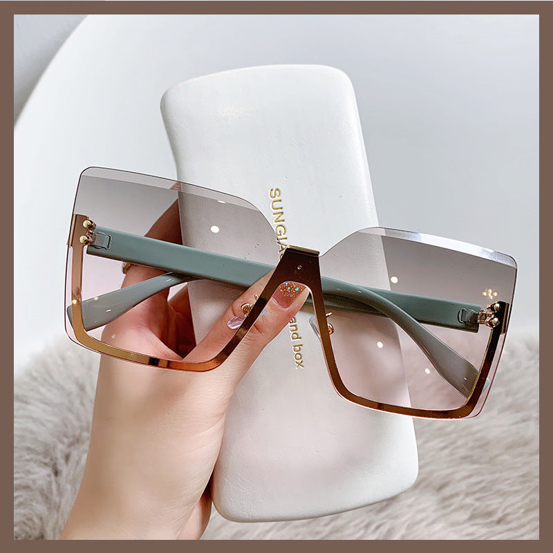 Women's Slim Half Frame Metal Sunglasses for Beach Party