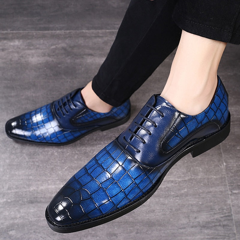 Men's Business Leather Shoes with Crocodile Pattern