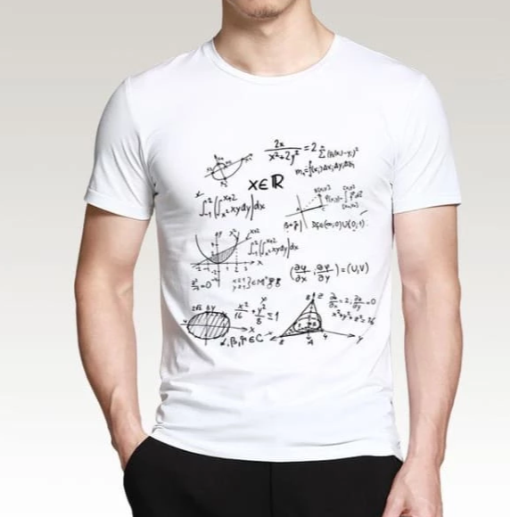 Math Formula Printed Cotton Crew Neck Men's T-Shirt