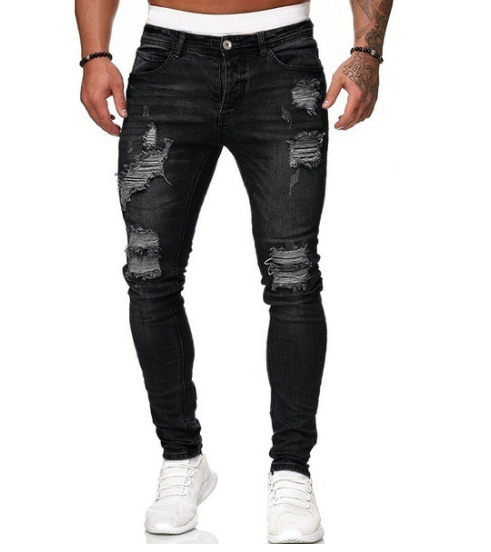 Men's Slim Fit Ripped Jeans - Casual Denim Trousers