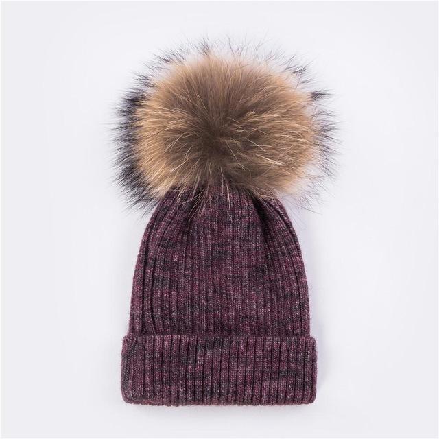 Multicolor Wool Beanie with Pom-Pom