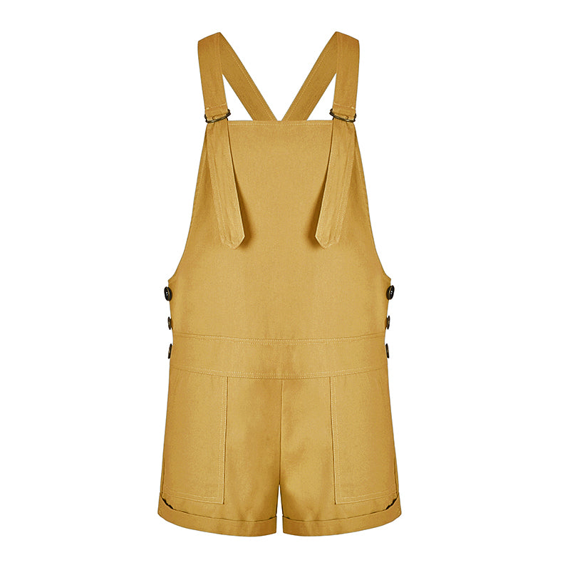 LIVA 2018 Women's Vintage Solid Color Jumpsuit Shorts