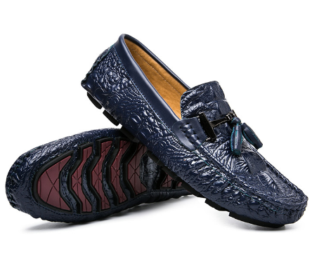 Crocodile Pattern Genuine Leather Casual Loafers