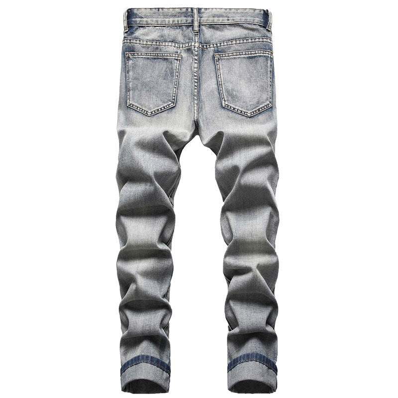 Men's Casual Slim Fit Ripped Cotton Denim Jeans