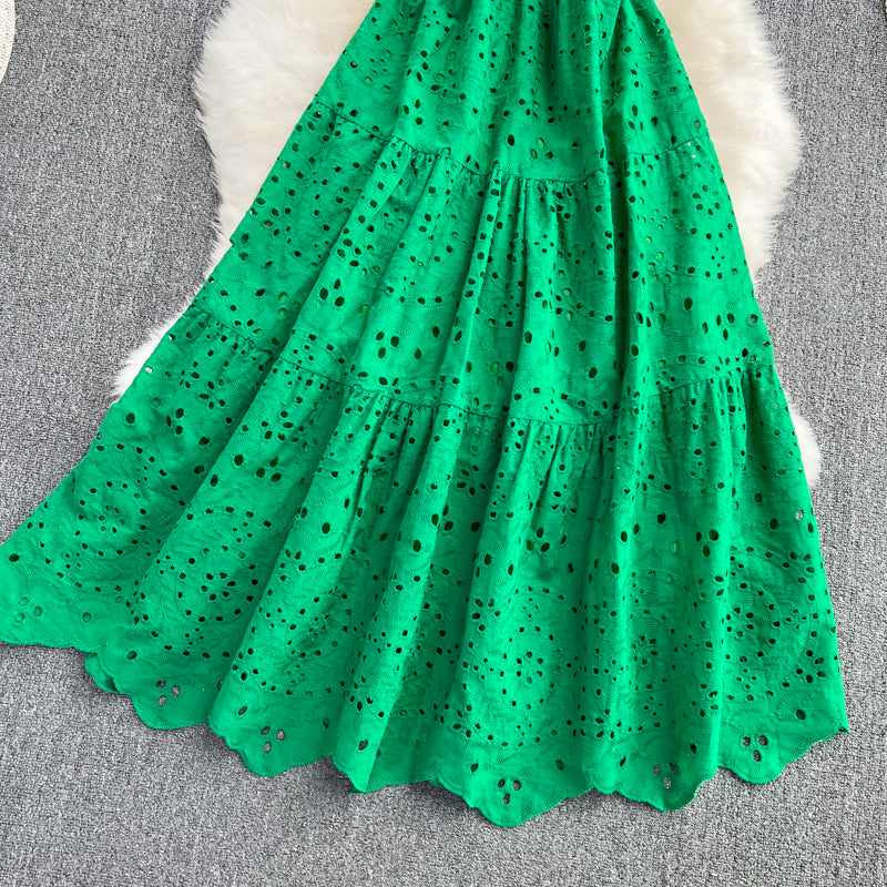 Bohemian Summer Dress with Embroidered Puff Sleeves
