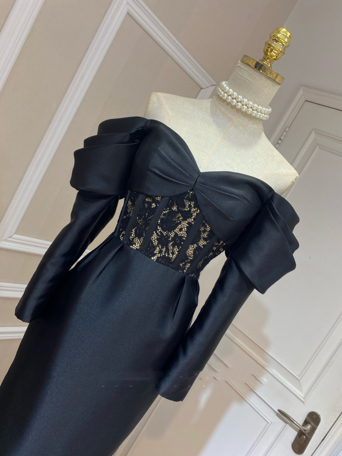 Off Shoulder Bubble Sleeve Bow Dress