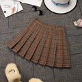 High Waist Plaid Pleated A-line Skirt for Autumn/Winter