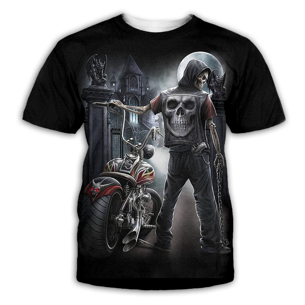 3D Digital Print Skull Casual Short Sleeve T-Shirt