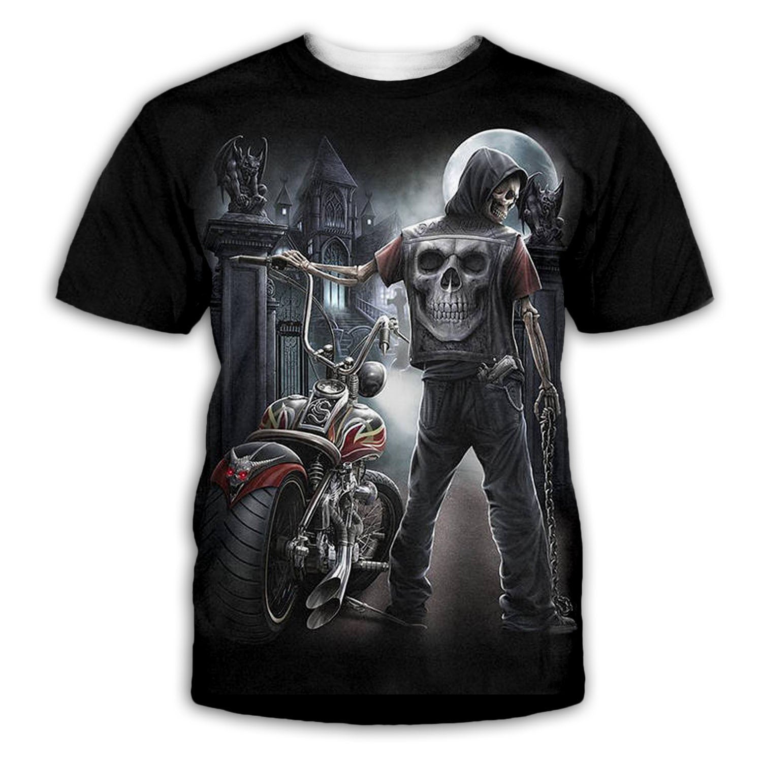3D Digital Print Skull Casual Short Sleeve T-Shirt