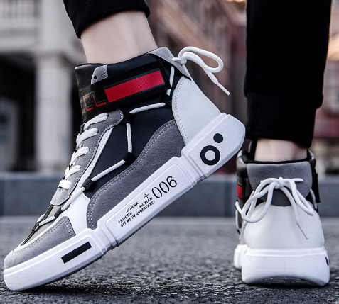 Men's High-Top Casual Sneakers - Trendy Korean Style