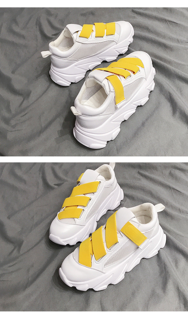 Velcro Platform Sneakers, Dad Shoes, White Casual Shoes