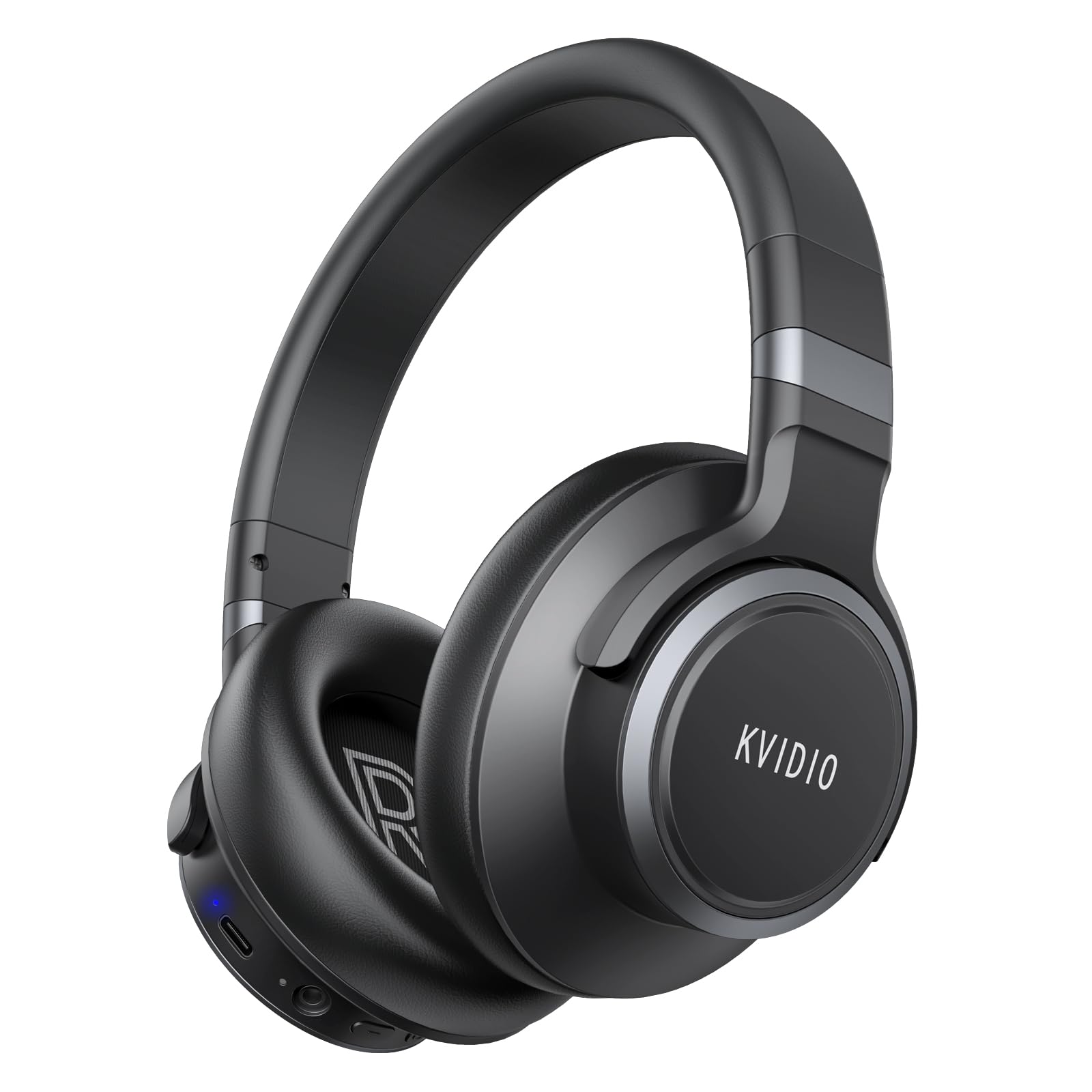 KVIDIO Active Noise Cancelling Headphones 70 Hours Playtime Bluetooth Headphones Wireless with Microphone Transparency Mode Deep Bass and Hi-Fi Stereo Sound Over Ear Headphones for Travel Office