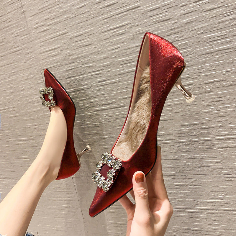 Elegant Satin Pointed Toe High Heel Women's Shoes