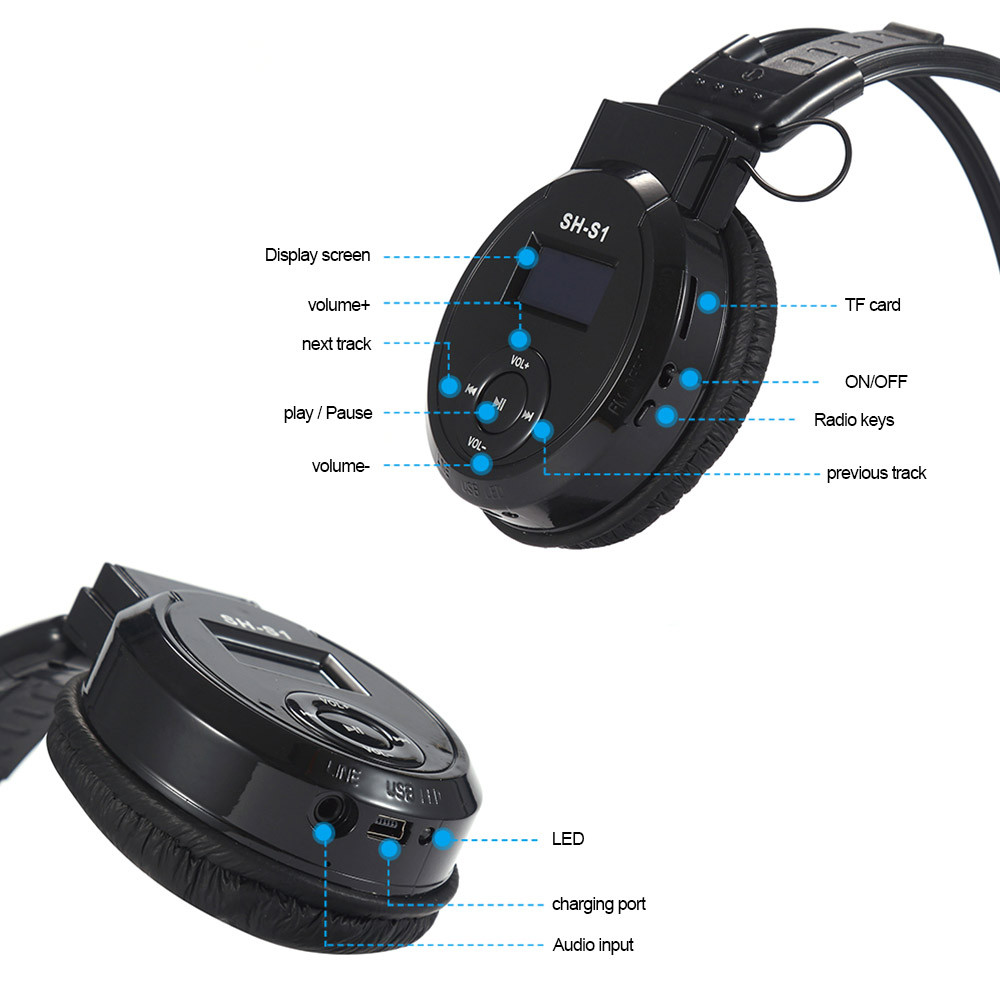 3H-866 Bluetooth Headphones with Deep Bass and Card Slot